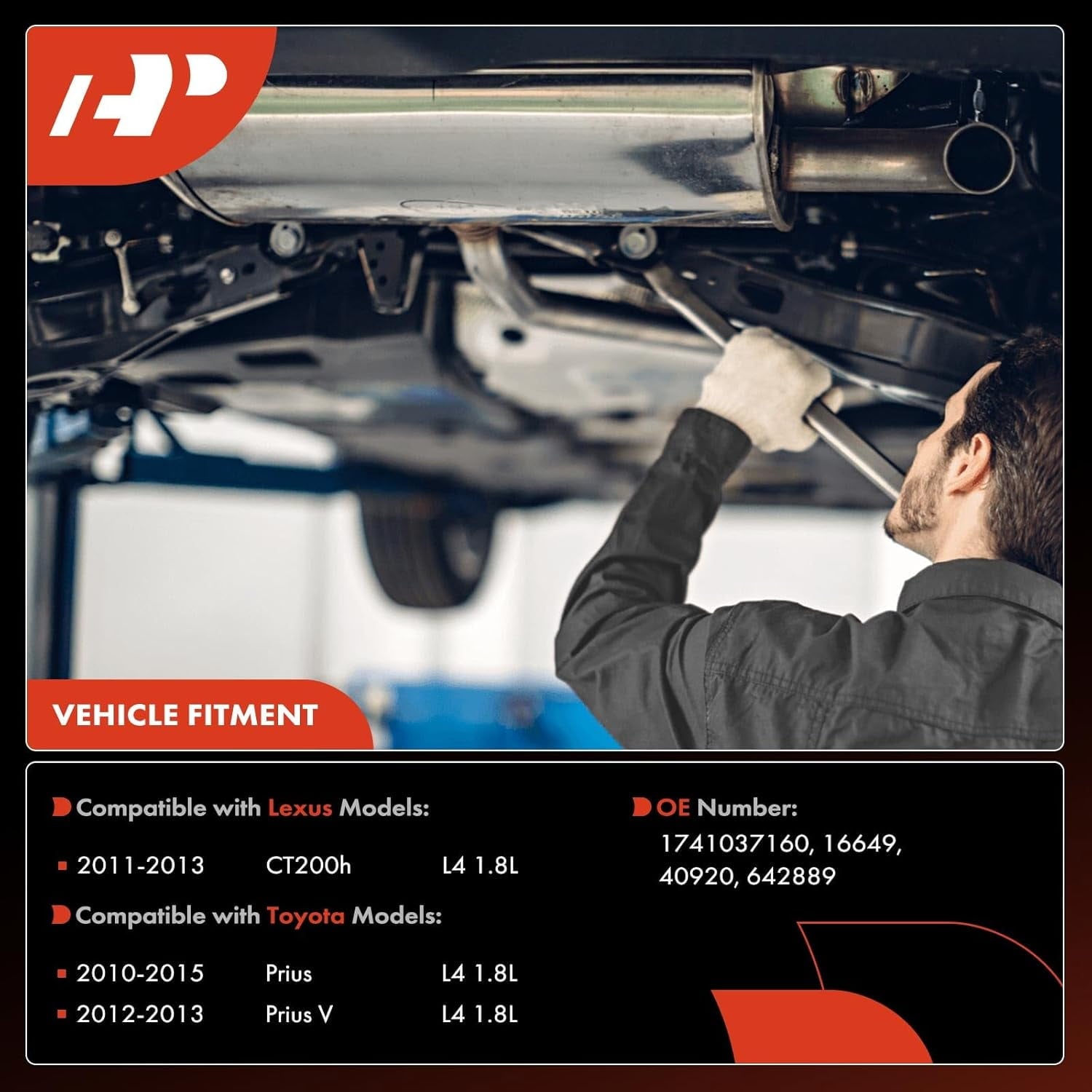 A-Premium Front Catalytic Converter Kit Direct-Fit Compatible with Toyota & Lexus Models - Prius 2010-2015, Prius V 2012-2013, CT200h 2011-2013 - L4 1.8L - E.P.A. Compliant
