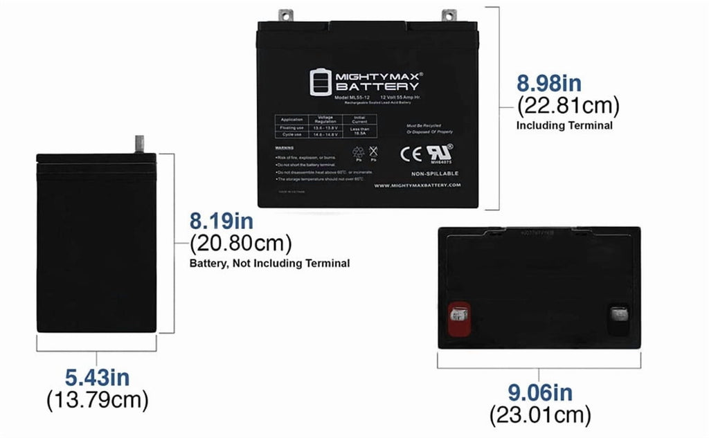 12V 55Ah Battery replacement for Quantum QG edge 2.0 Power Chair