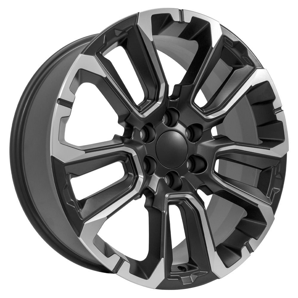 OE Wheels CV68 22 Inch Rim Fits Suburban 1500 High Country Style 6x139.7 22x9 Satin Black with Milled Edge - Hollander 14088 (1)