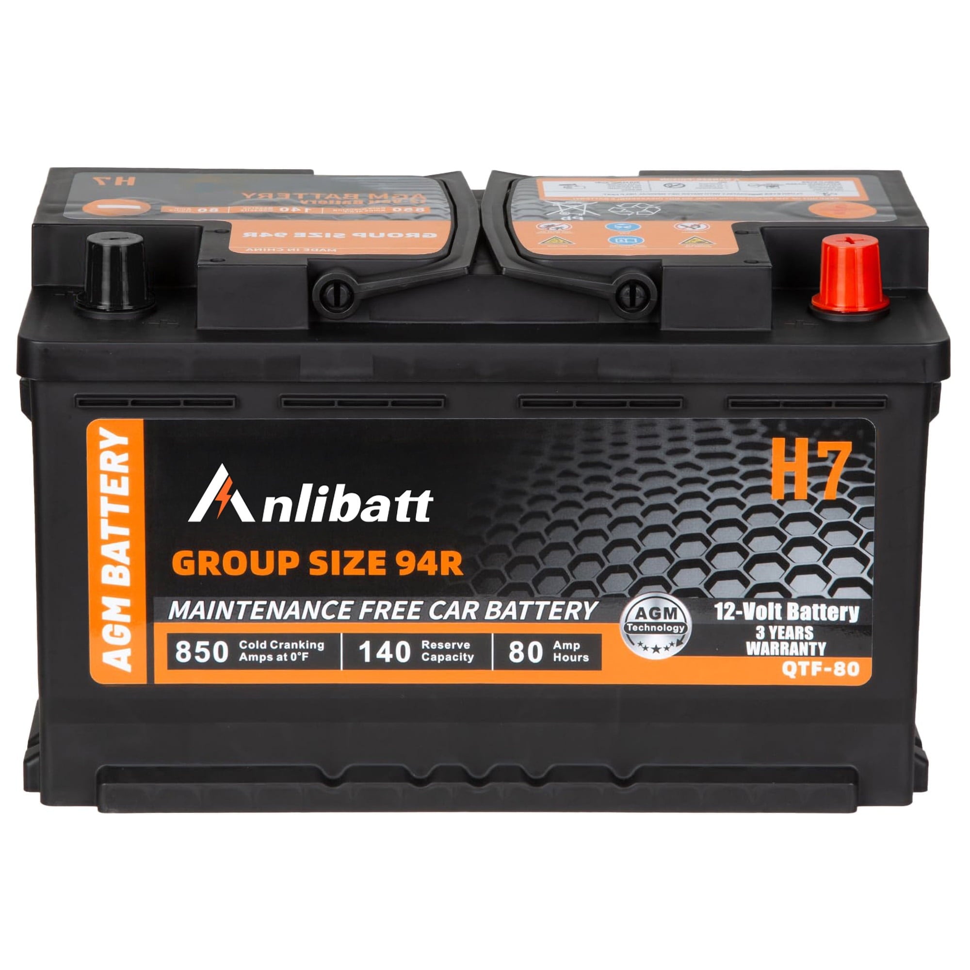 Anlibatt BCI Group 49 Battery, AGM 12 Volt Rechargeable Automotive Batteries for Car, H8 900CCA 95Ah 160RC Maintenance Free