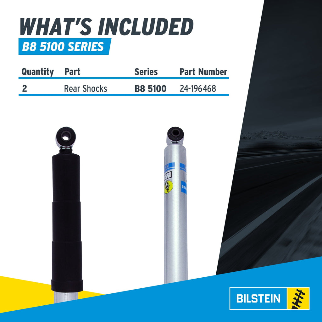 Bilstein Set of Front and Rear B8 5100 Series Shocks with Steering Stabilizer Compatible with 2011-2016 Silverado / Sierra 2500 / 3500 HD with 1.5 Front & 0-1 Rear Lift