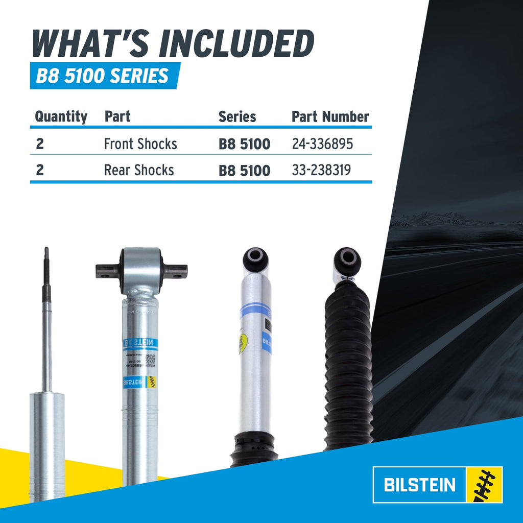 Bilstein Set of Front and Rear B8 5100 Series Shocks Compatible with 2014-2018 Silverado/Sierra 1500 with 0-1 Rear Lift | Provides 0-1.85 Front Lift