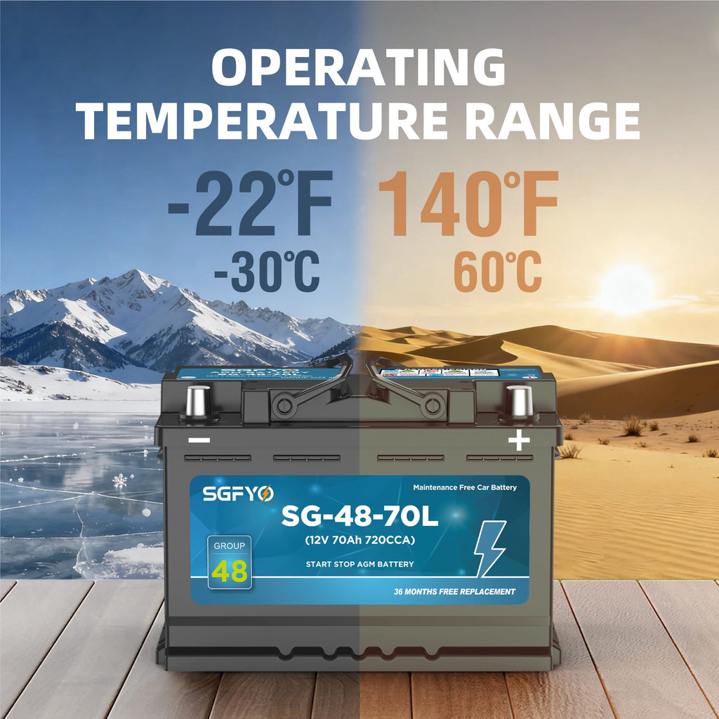 SGFYO Group Size 35 Car Battery,12V 55Ah 650CCA 88RC,AGM Maintenance Free Start Stop Automotive Replacement Battery