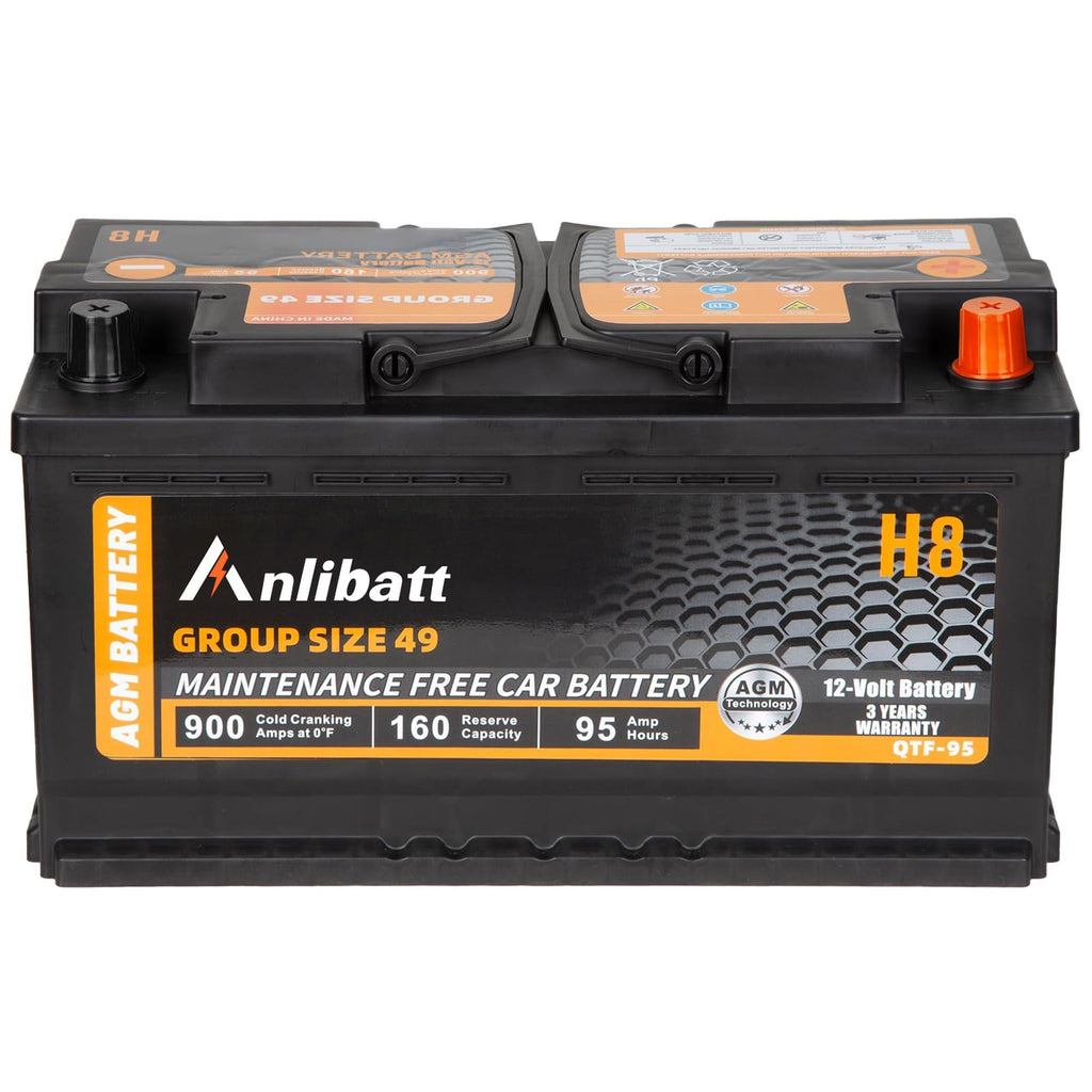 Anlibatt BCI Group 49 Battery, AGM 12 Volt Rechargeable Automotive Batteries for Car, H8 900CCA 95Ah 160RC Maintenance Free