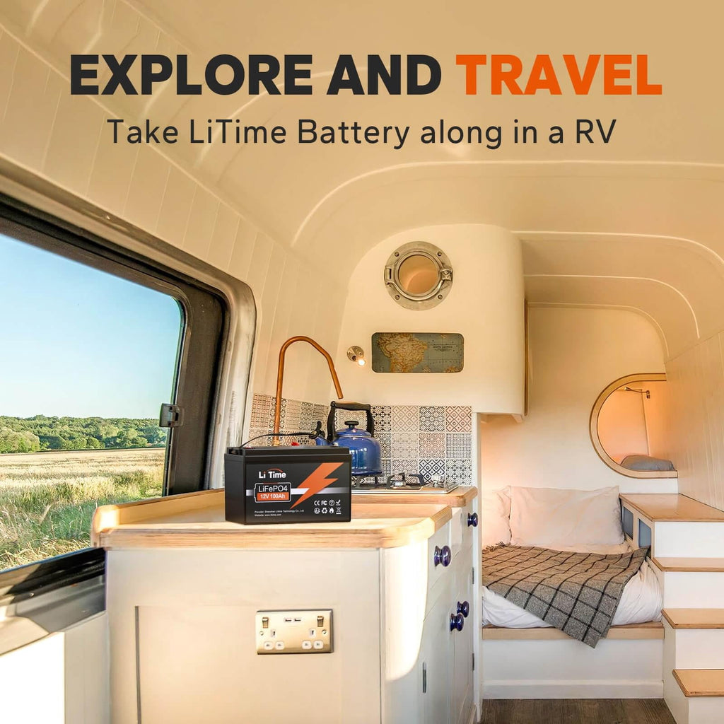 LiTime 12V 100Ah Lithium Battery, Group 31 LiFePO4 Battery, 4000+ Deep Cycles with BMS Protection, Perfect for RV, Travel Trailers, Solar, Off-Grid and Home Backup