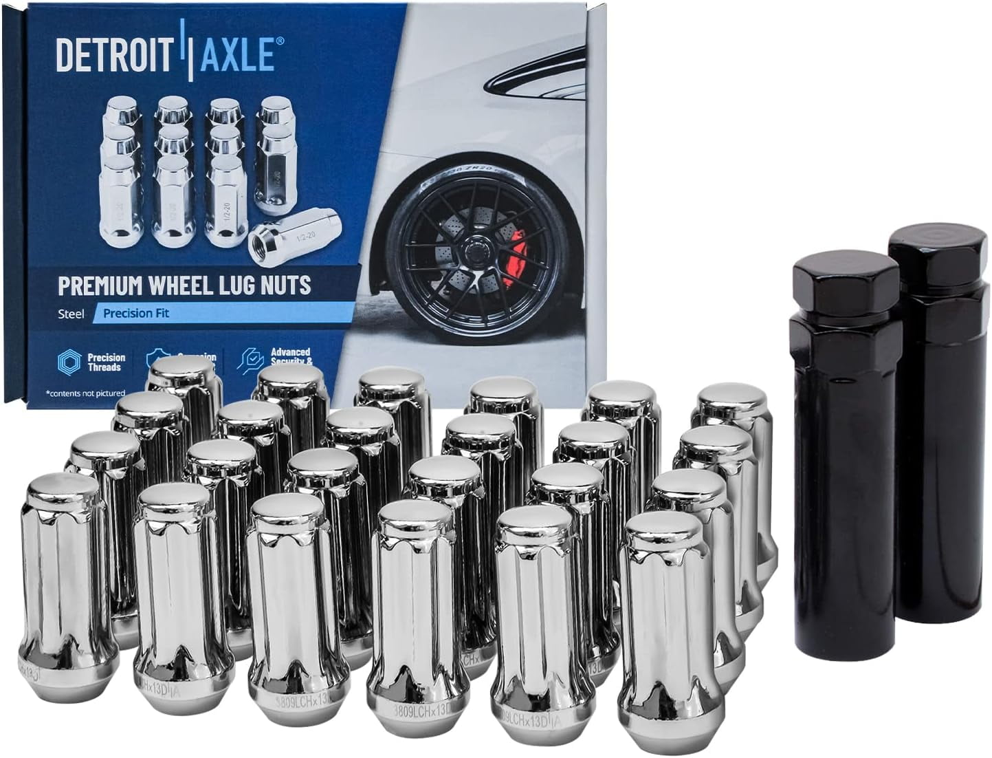 Detroit Axle - Front & Rear Disc Rotors Brake Pads Wheel Hubs + 24pc Lug Nuts w/key Replacement for Enclave Traverse Acadia - 38pc Set