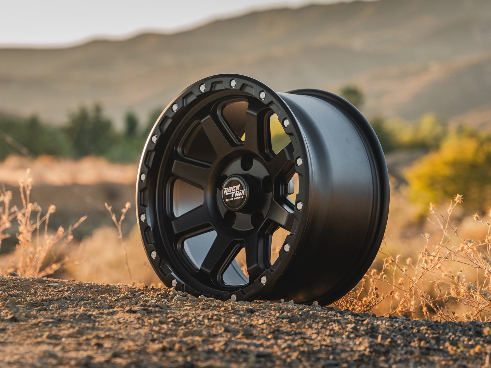 RockTrix RT116 17 inch Wheel Compatible with Jeep Wrangler JK JL 17x9 5x5 Wheels (-12mm Offset, 4.5in Backspace) 5x5 PCD, 71.5mm Bore, Gunmetal Gray Wheels, Also fits Gladiator JT Rims
