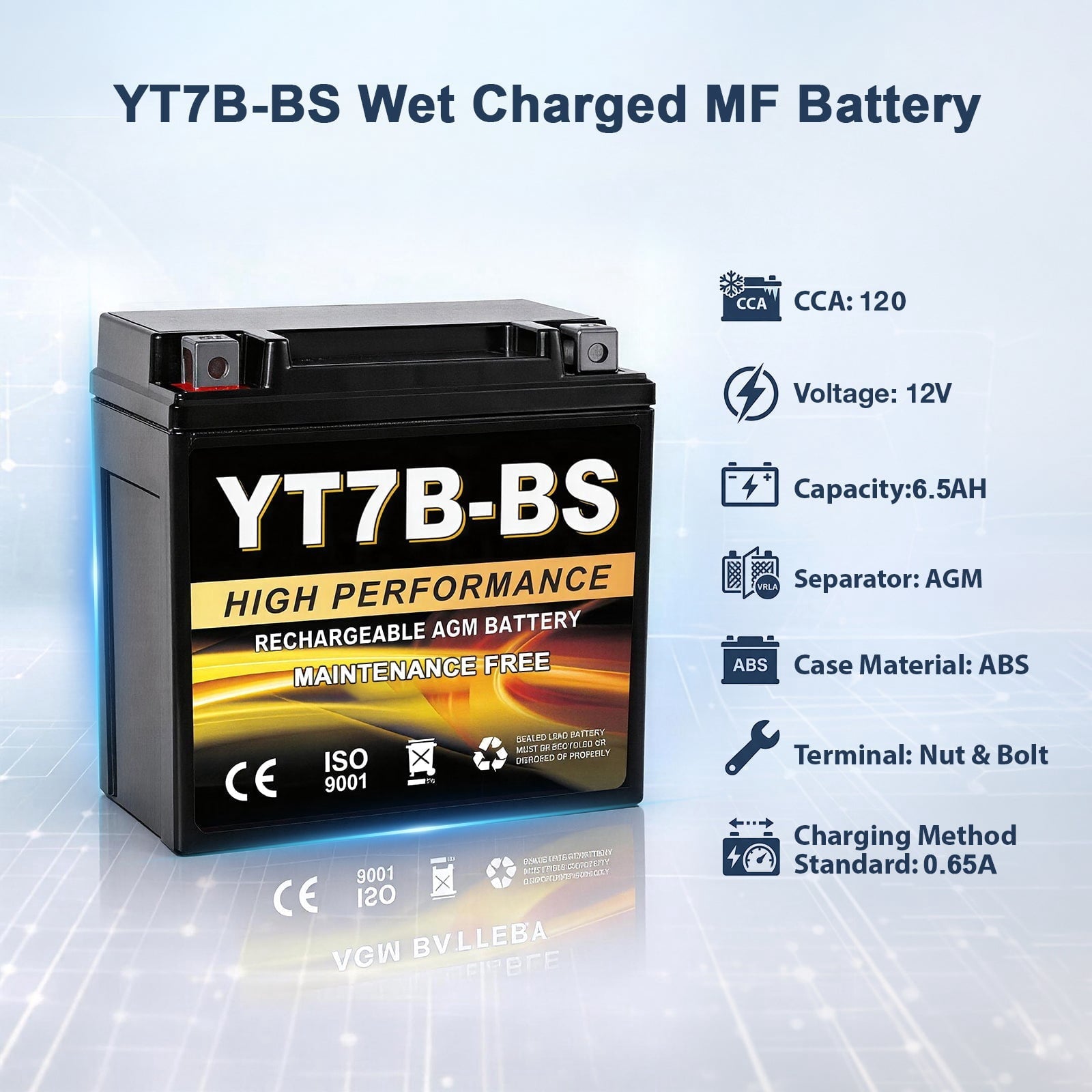 Anlibatt YTX14-BS Motorcycle Battery 12V 12Ah 200CCA Rechargeable Sealed Batteries Powersport Replacement for ATV, Scooter, Jet ski, Dirt Bike