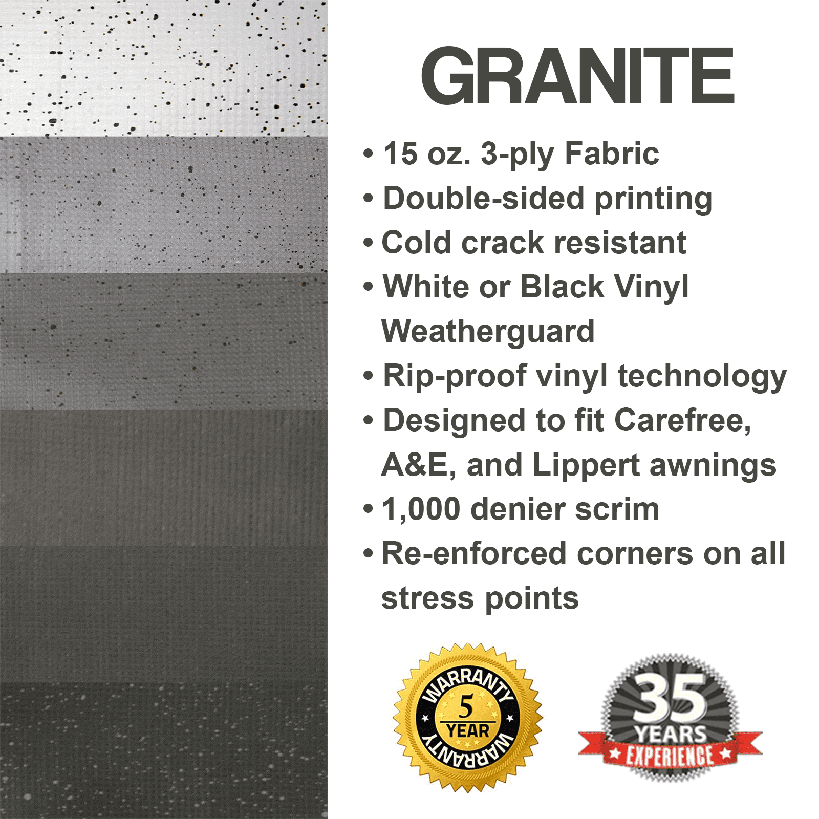 ShadePro Heavy Duty Vinyl RV Awning Fabric Replacement