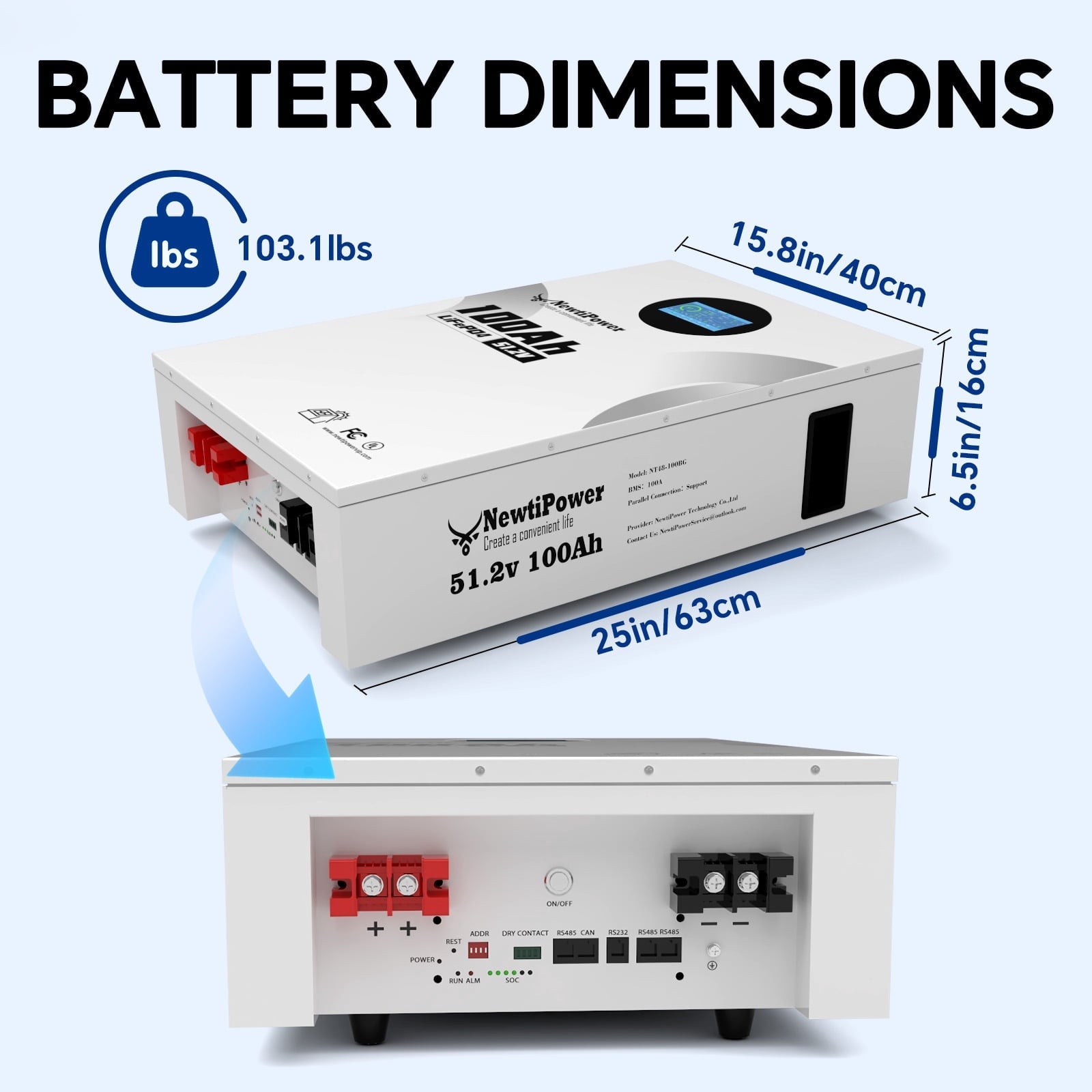 48V 100Ah 3U 5.12KW Server Rack Lithium LiFePO4 Battery with Monitor&100A BMS Grade A Cells, Supports CAN/RS232/RS485,10000+ Cycles,Perfect for RV,Home Storage,Solar Power System