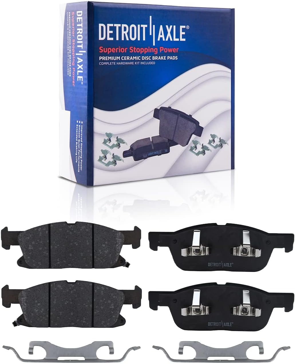 Detroit Axle - Brake Kit for 2016-2018 Lincoln MKX 2021-2023 Nautilus, Drilled Brake Rotors Brake Pads: 13.58 Front and 12.44 Solid Rear Rotor