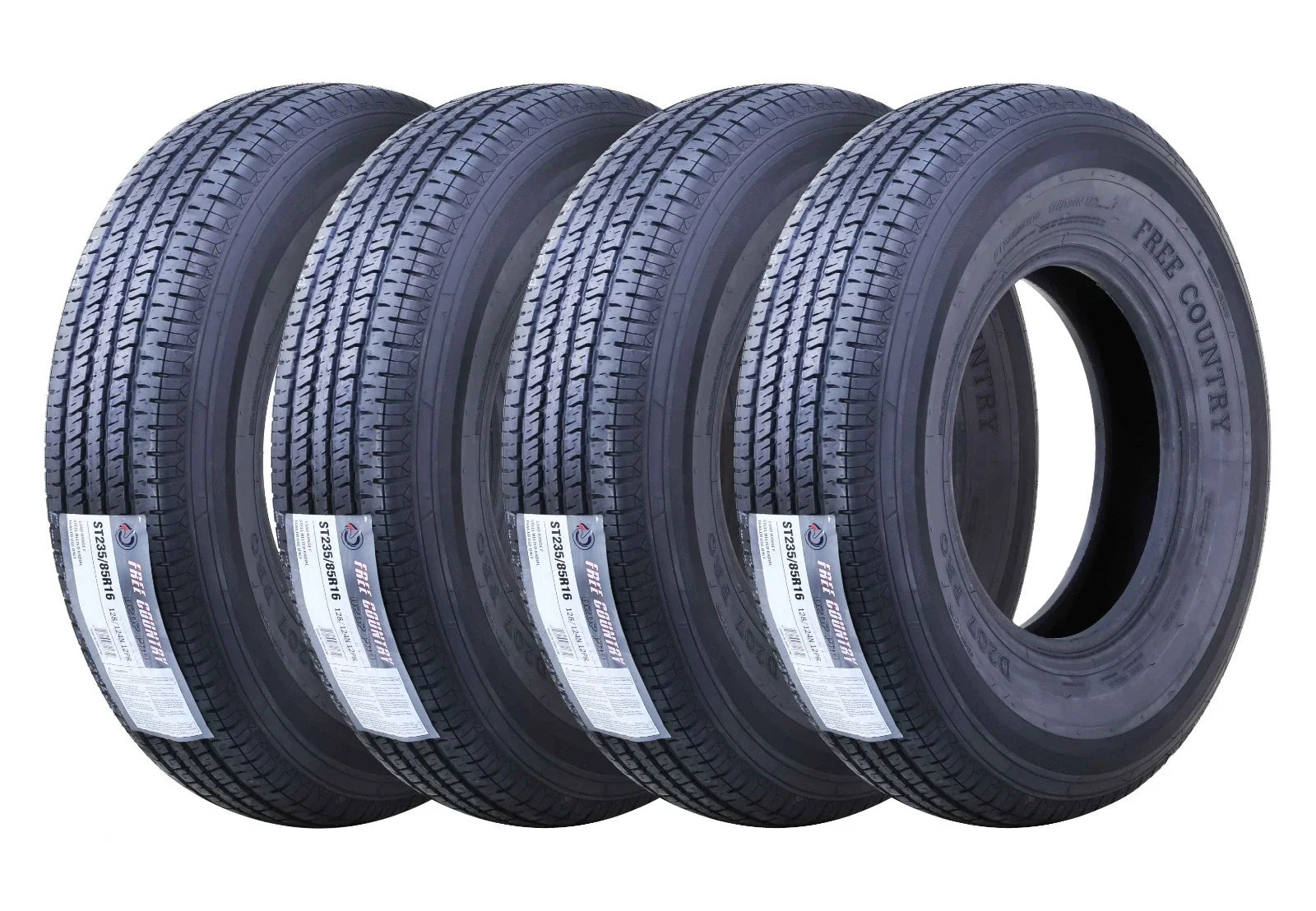 Free Country ST 205/75R15 8 Ply /Load Range D w/Scuff Guard Trailer Tires, Set of 4