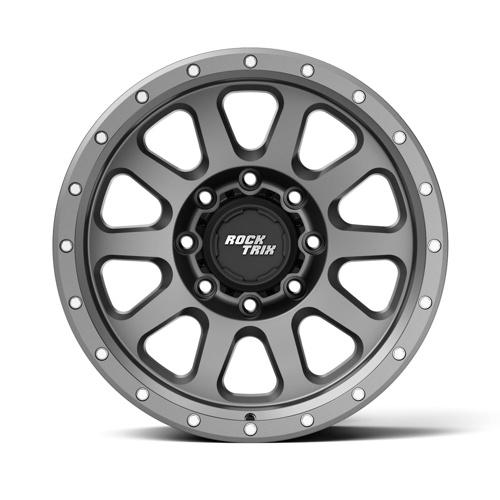 RockTrix RT111 18 inch Wheel 8x170 Compatible with Ford 1999+ F250 F350, 18x9 (-12 Offset, 4.5 Backspace), Black, Also fits 2000-2005 Excursion F-250 F-350 Super Duty