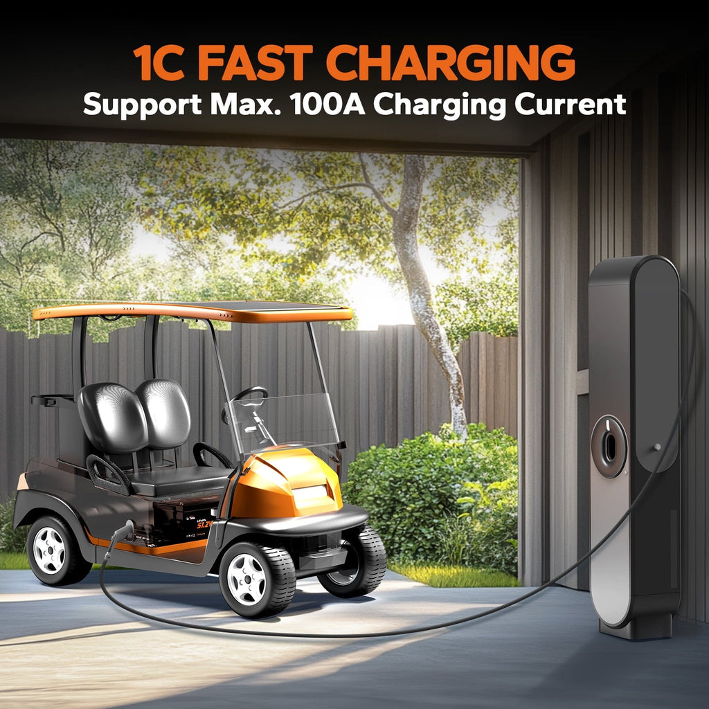 Litime 48V(51.2V) 100Ah Golf Cart Lithium Battery, up to 5kW Motor, Perfect for Golf Carts, Instead of AGM, SLA Batteries, Bluetooth & Low-Temp Protection-Includes Charger, Monitor (Without Bracket)