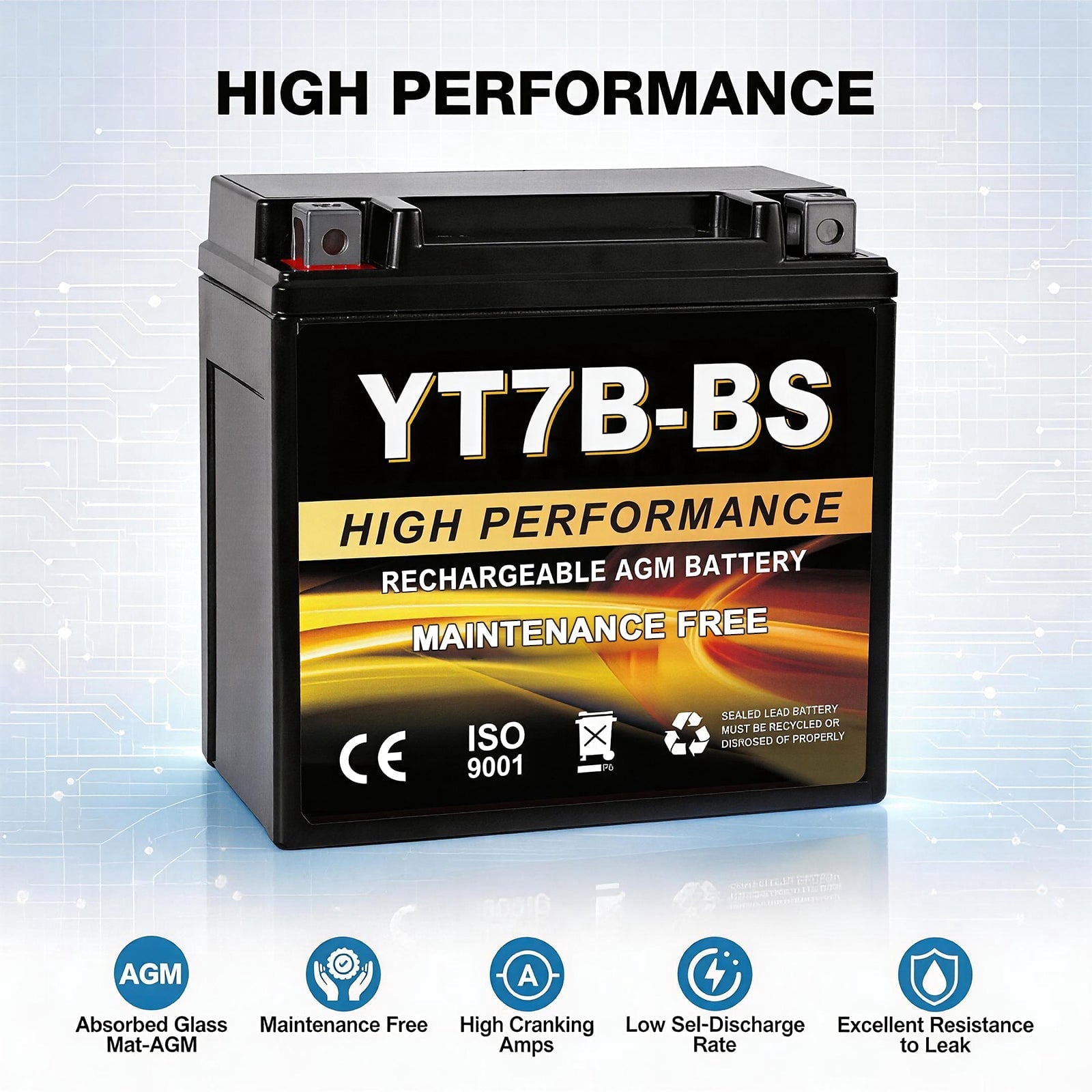 Anlibatt YTX14-BS Motorcycle Battery 12V 12Ah 200CCA Rechargeable Sealed Batteries Powersport Replacement for ATV, Scooter, Jet ski, Dirt Bike