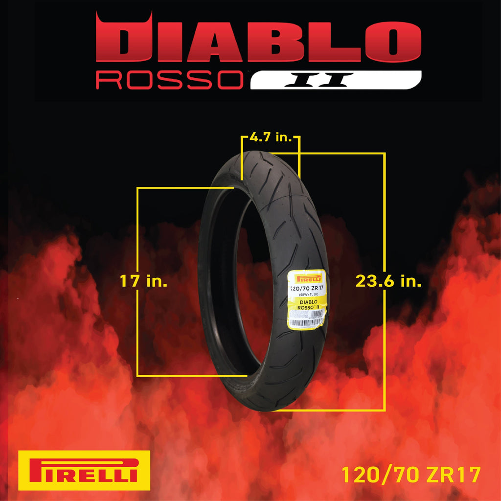Pirelli Diablo Rosso II Tire Set with Keychain: 120/70 ZR 17 M/C (58W) TL (K) Front & 180/55 ZR 17 M/C (73W) TL Rear Motorcycle Tires- Sport Performance for Road Use