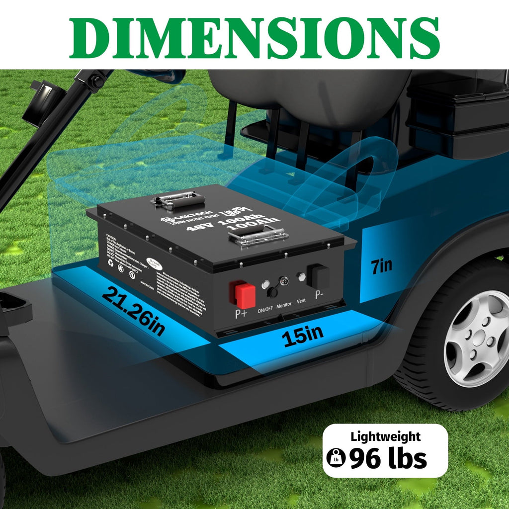 48V 100Ah Lithium Golf Cart Battery with Charger, Touch Monitor & Mobile APP, Built-in 200A BMS, Perfect for Golf Cart, RV, Solar