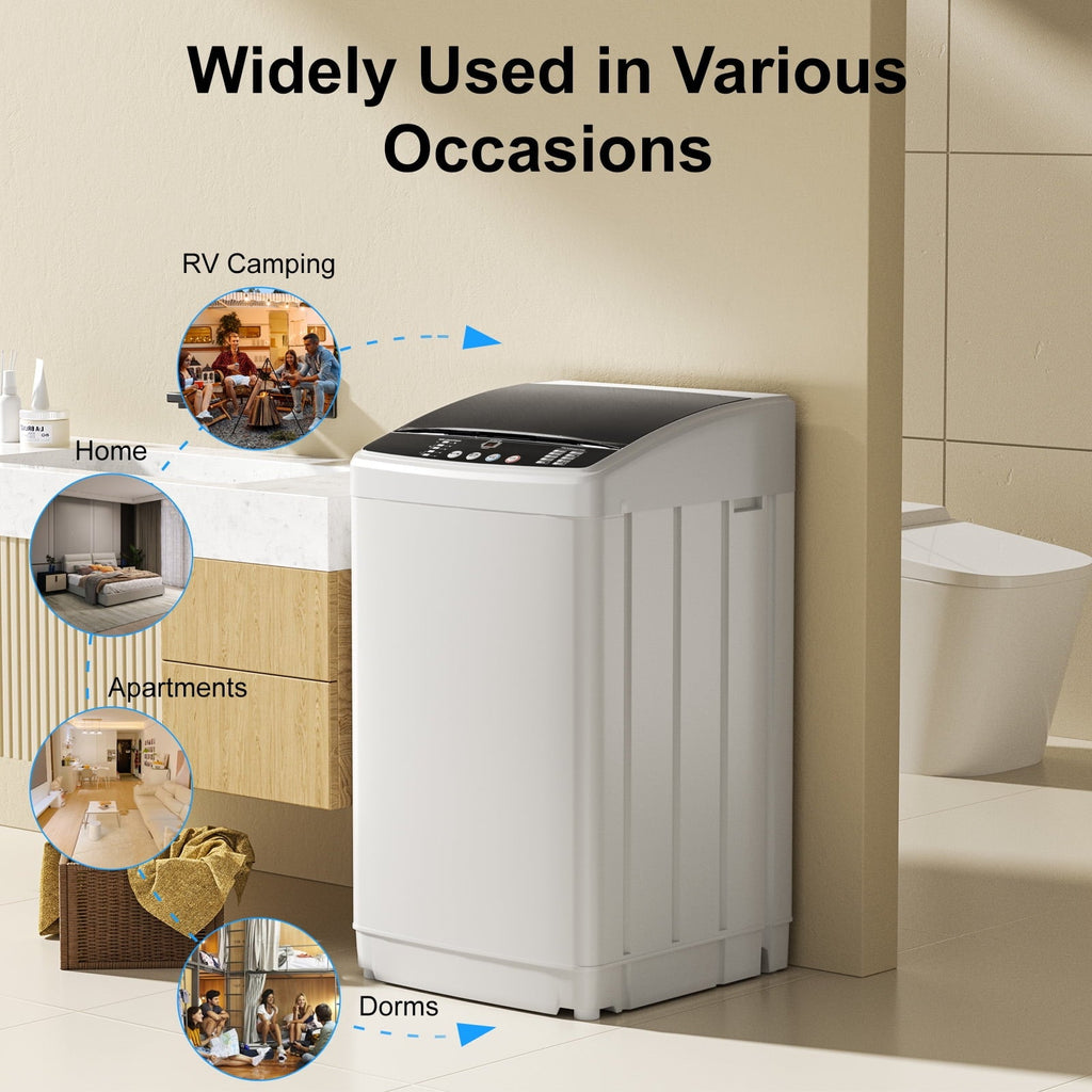 TABU Washer and Dryer Set, 19LBS Fully Automatic Washing Machine & 10LBS Clothes Dryer (White&White)