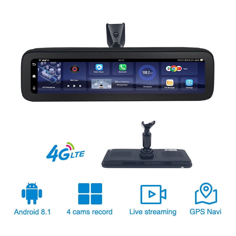 360-degree Panoramic 4CH Cameras Lens Car Dvr Backup Mirror Dash Camera with Gps