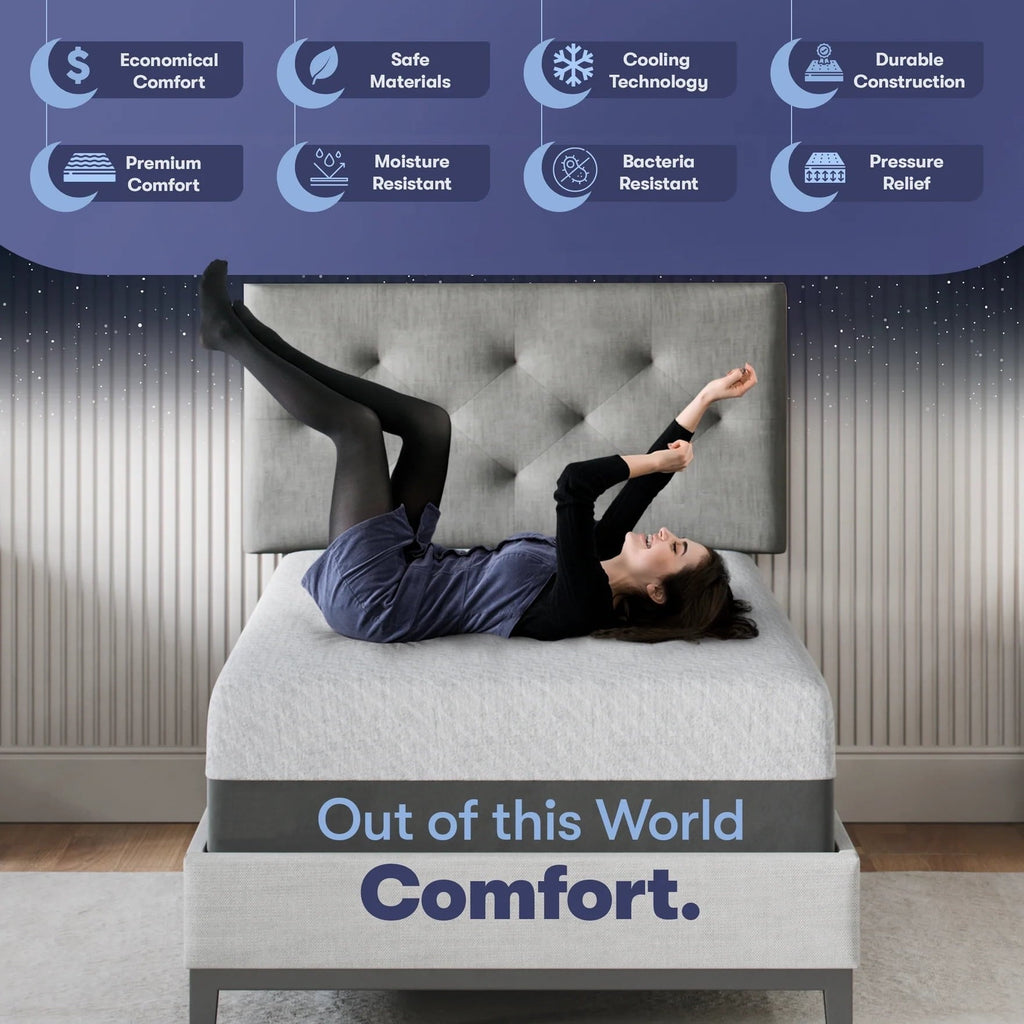 Celestial Sleep Gel Memory Foam Mattress in a Box, Made in The USA, CertiPUR-US, Oeko-Tex, and Fiberglass-Free Certified Bed, 12 inch Medium Soft - Split King