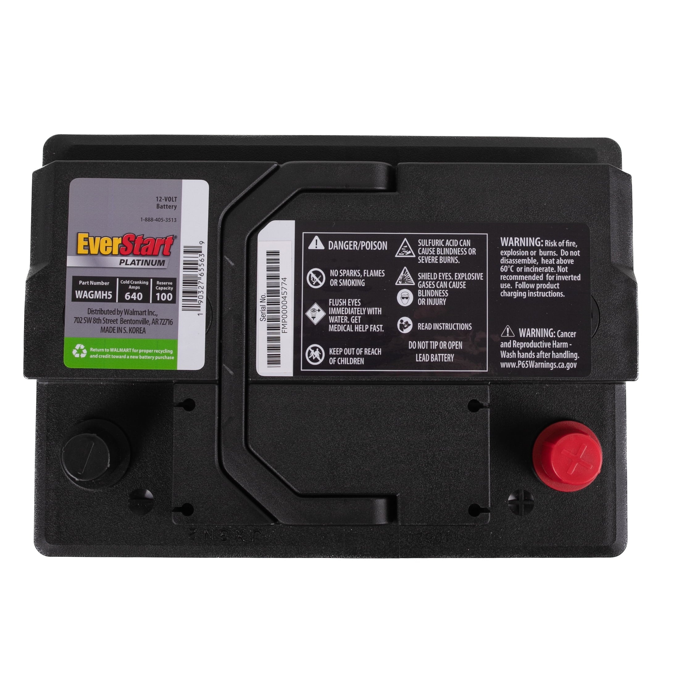 EverStart Platinum AGM Battery, Group Size H5 - 12 Volts 640 CCA 100 RC