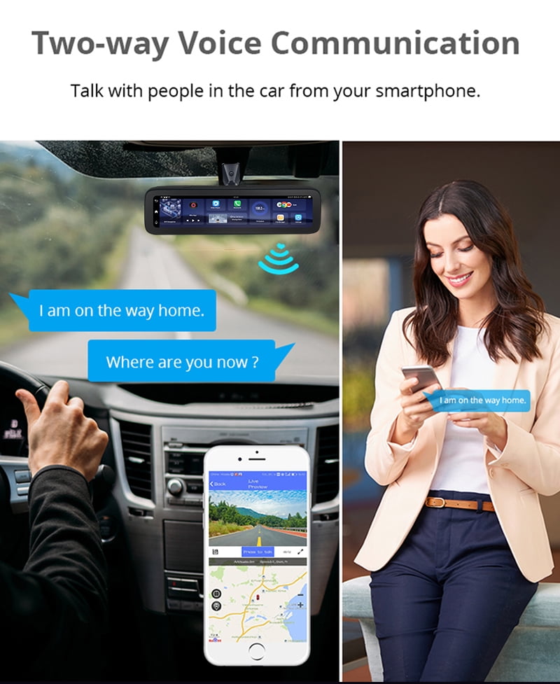 360-degree Panoramic 4CH Cameras Lens Car Dvr Backup Mirror Dash Camera with Gps