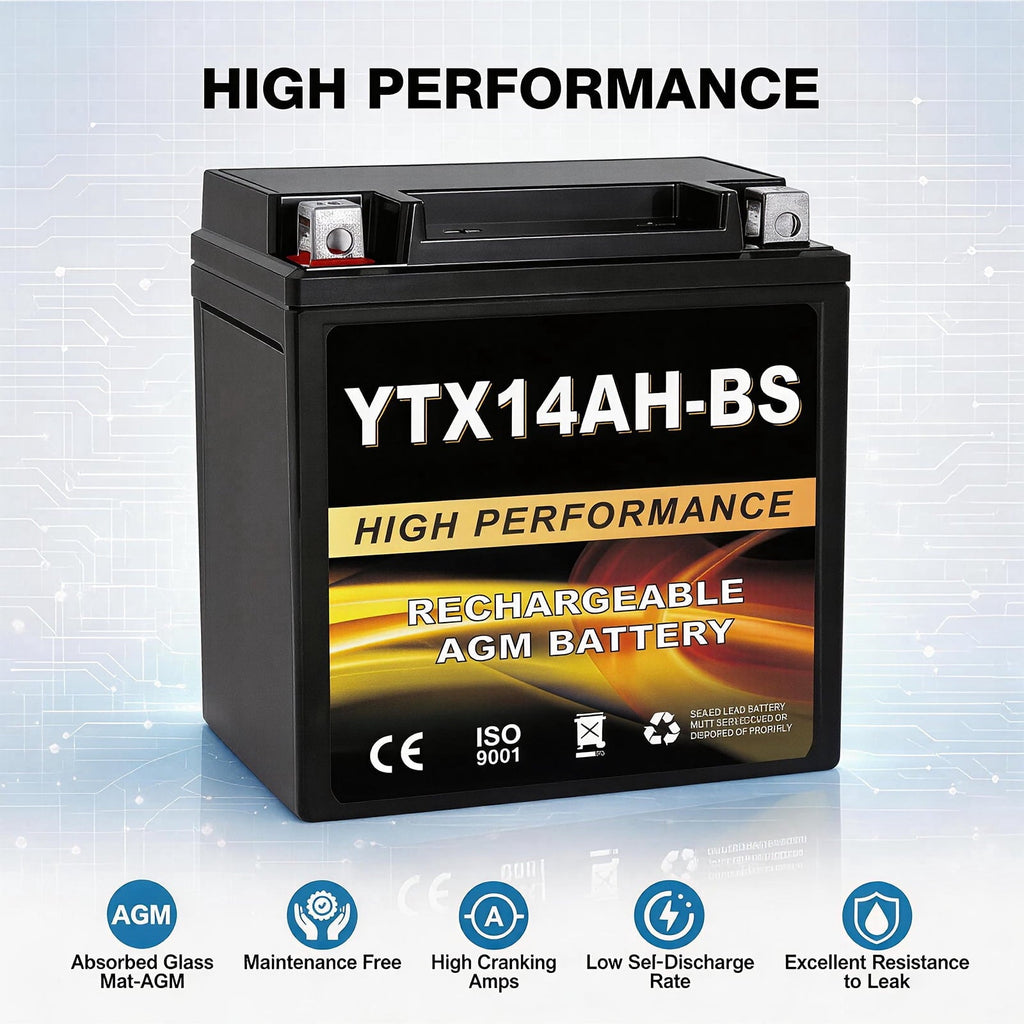 Anlibatt YTX14-BS Motorcycle Battery 12V 12Ah 200CCA Rechargeable Sealed Batteries Powersport Replacement for ATV, Scooter, Jet ski, Dirt Bike