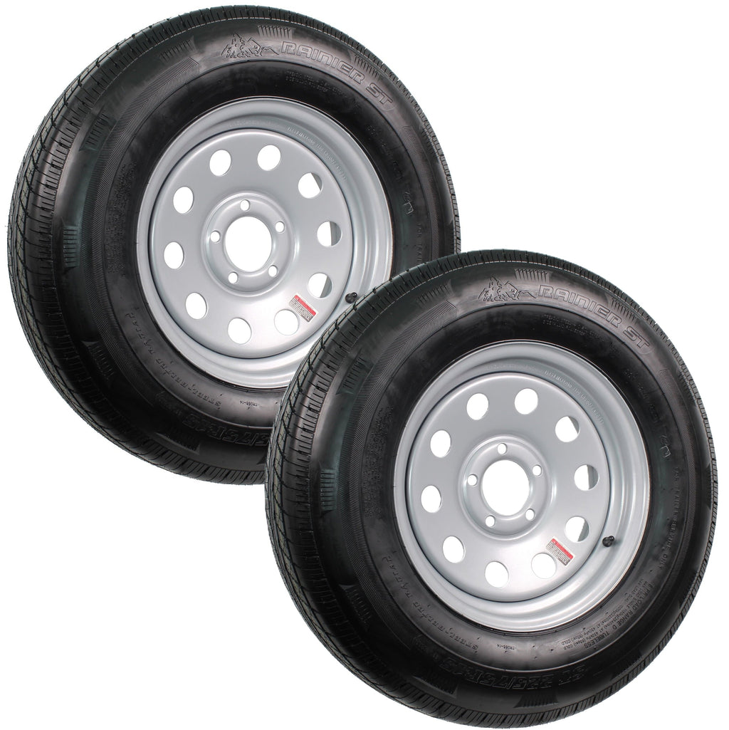 eCustomrim 2-Pack Trailer Tire Rim ST225/75R15 Load D 15 Inch 5 Lug Silver Wheel
