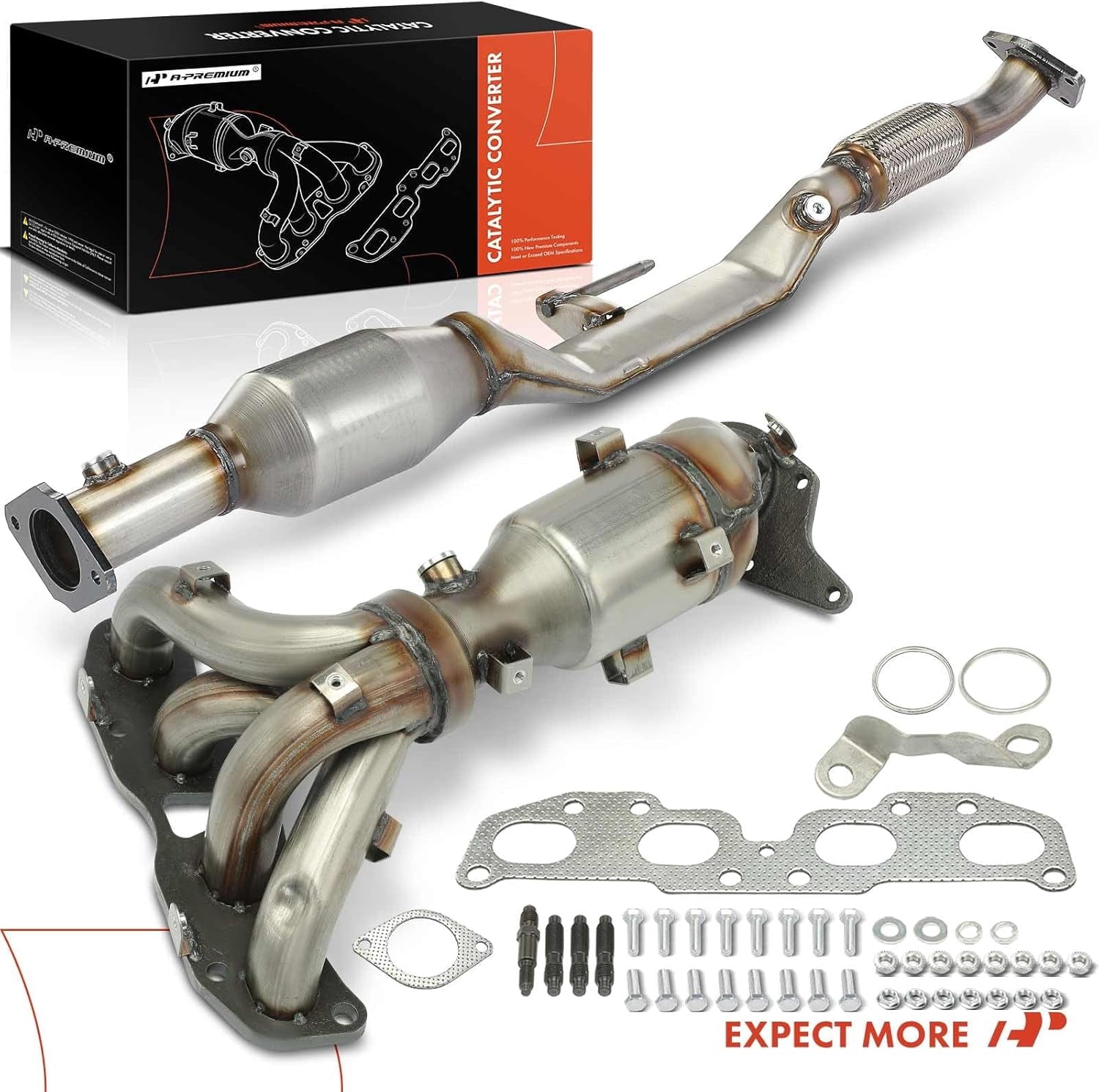 A-Premium Front and Rear 2-PC Exhaust Manifold Catalytic Converter Kit Direct-Fit Compatible with Nissan Altima 2007-2012 2.5L, EPA Compliant