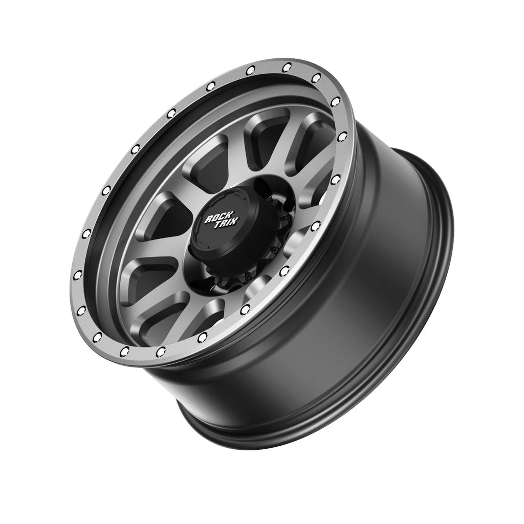 RockTrix RT111 18 inch Wheel 8x170 Compatible with Ford 1999+ F250 F350, 18x9 (-12 Offset, 4.5 Backspace), Black, Also fits 2000-2005 Excursion F-250 F-350 Super Duty