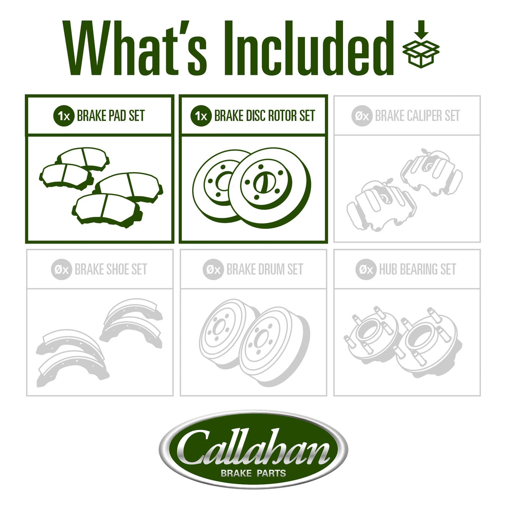 Callahan Brake Parts Brake Kit for Honda Civic 2020-2024, Honda Insight 2019-2022 Rear Drilled and Slotted Brake Rotors with Ceramic Brake Pads EBYK044636