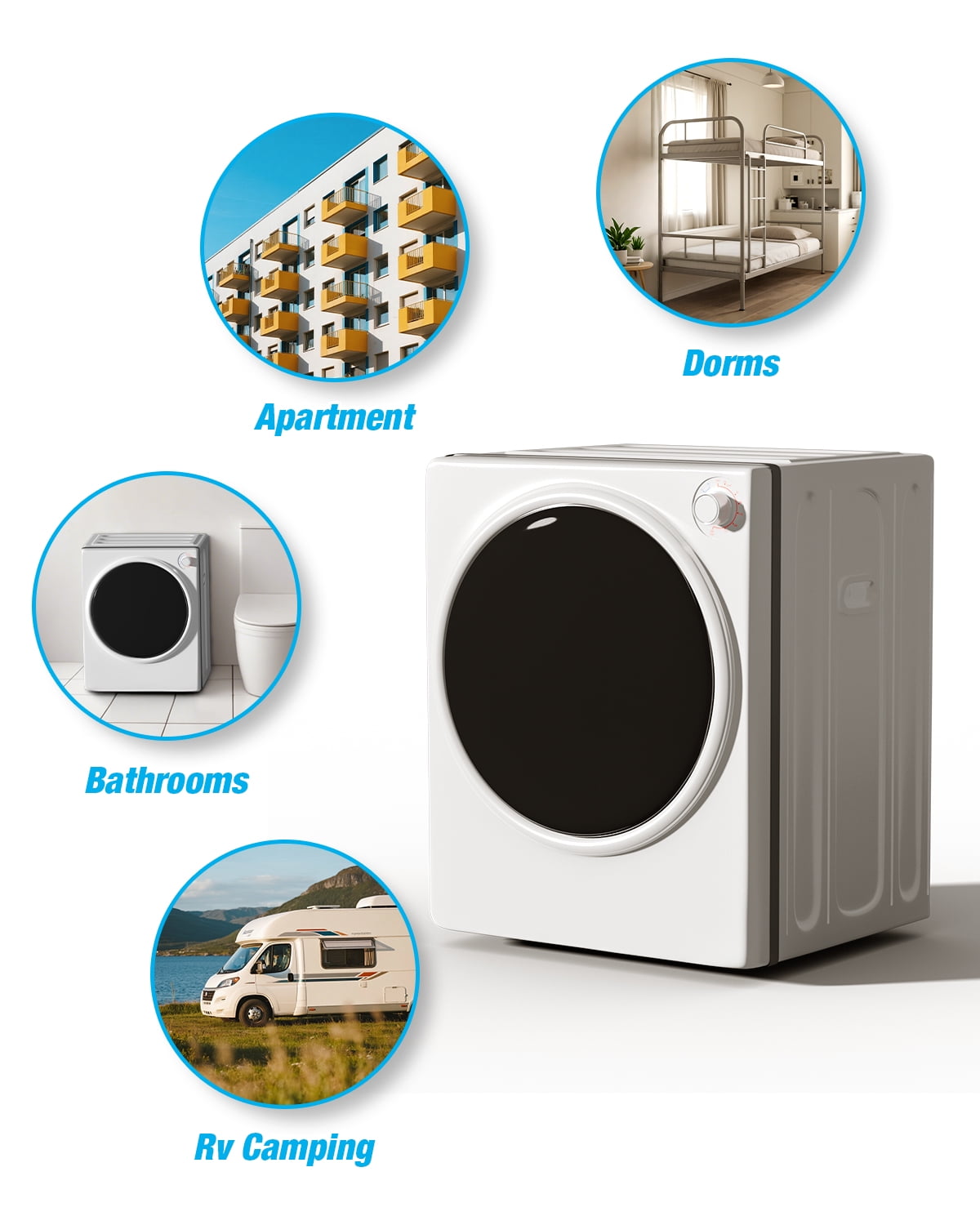 TABU Washer and Dryer Set, 19LBS Fully Automatic Washing Machine & 10LBS Clothes Dryer (White&White)
