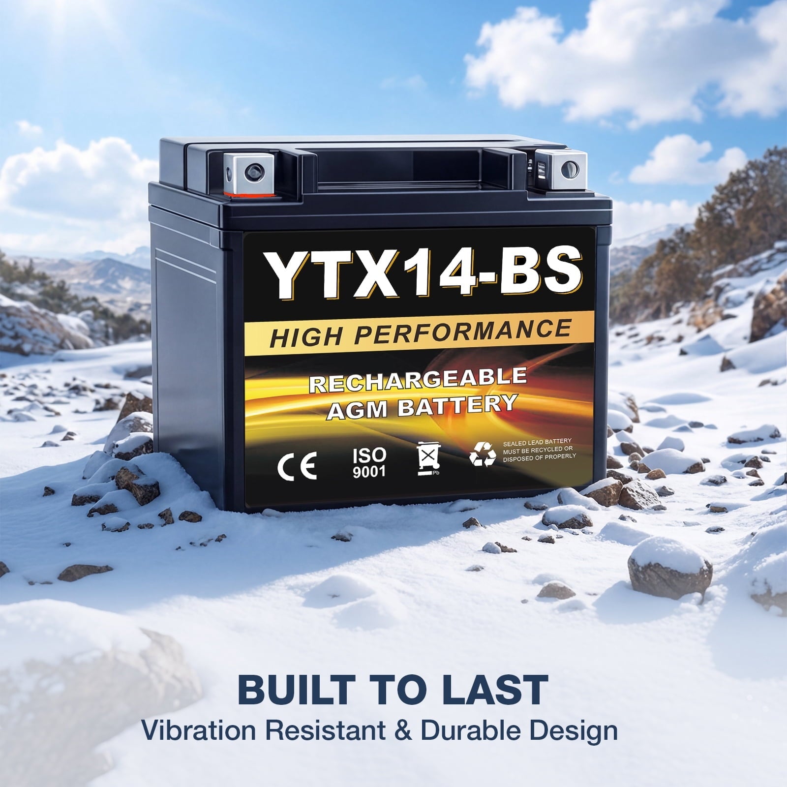 Anlibatt YTX14-BS Motorcycle Battery 12V 12Ah 200CCA Rechargeable Sealed Batteries Powersport Replacement for ATV, Scooter, Jet ski, Dirt Bike