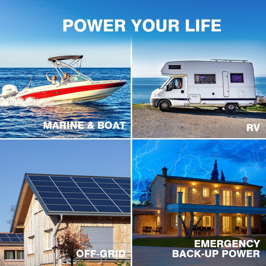 4Pack 12V 100Ah LiFePO4 Lithium Battery, DJLBERMPW 15000+ Deep Cycle Battery 100A BMS for 3HP Golf Cart, Marine, Backup Power, Solar System