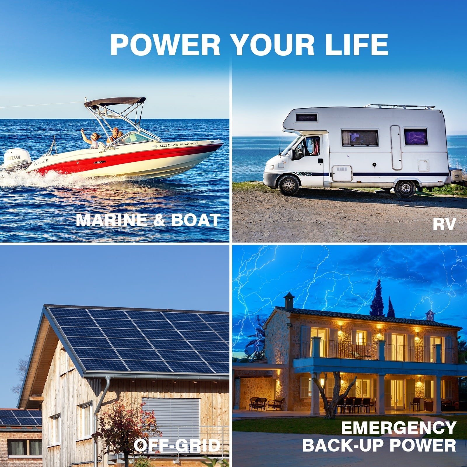 4Pack 12V 100Ah LiFePO4 Lithium Battery, DJLBERMPW 15000+ Deep Cycle Battery 100A BMS for 3HP Golf Cart, Marine, Backup Power, Solar System