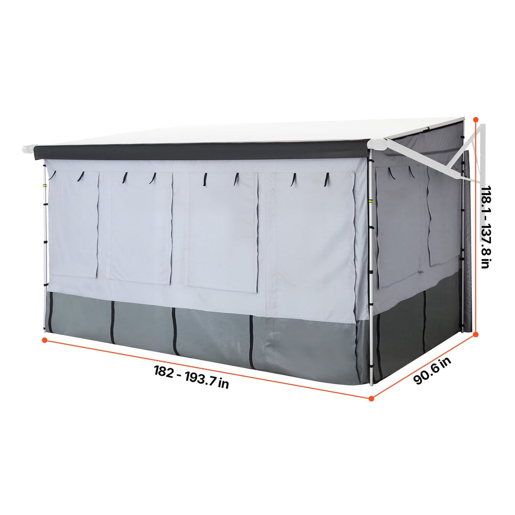 VEVOR RV Awning Sun Shade Room - Compatible with 16 -17 ft Awnings, RV Awning Sun Shading Room with Door & Ventilated Mesh Windows, Sunproof & Windproof Three-Sided Enclosure Tent for RV Camping