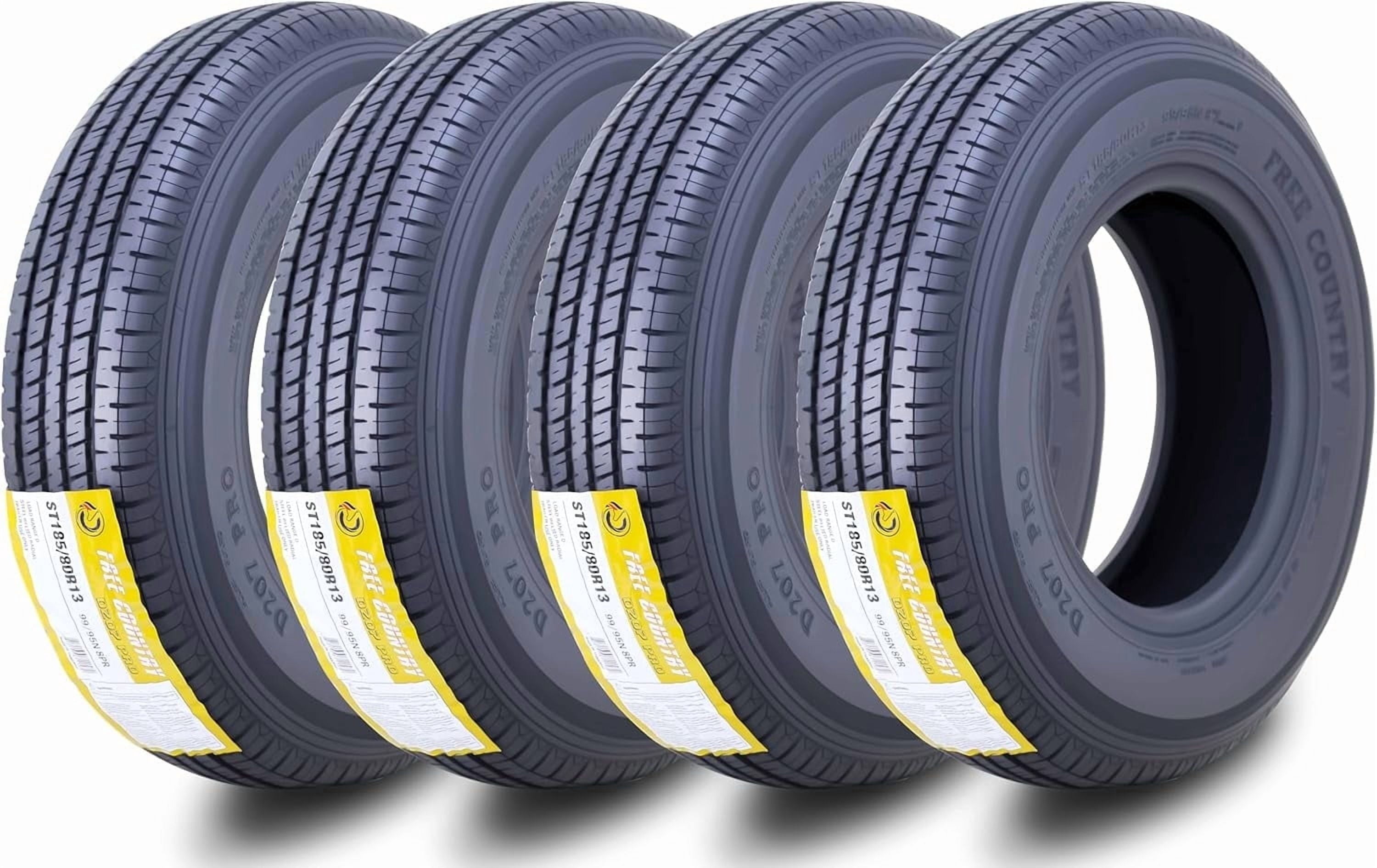 Free Country ST 205/75R15 8 Ply /Load Range D w/Scuff Guard Trailer Tires, Set of 4