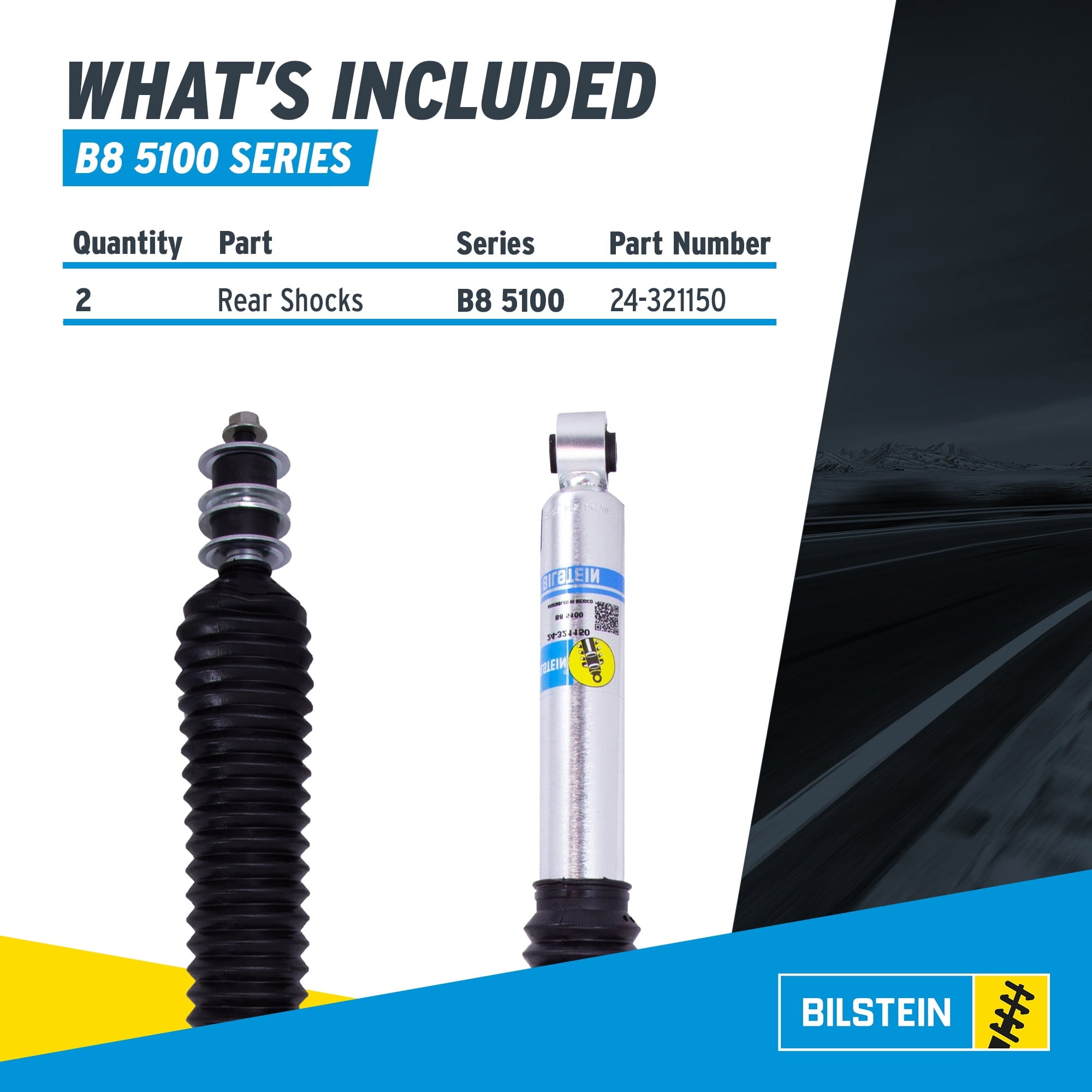 Bilstein Set of Front and Rear B8 5100 Series Shocks Compatible with 2007-2021 Tundra with 0-1 Rear Lift | Provides 0.875-2.3 Front Lift