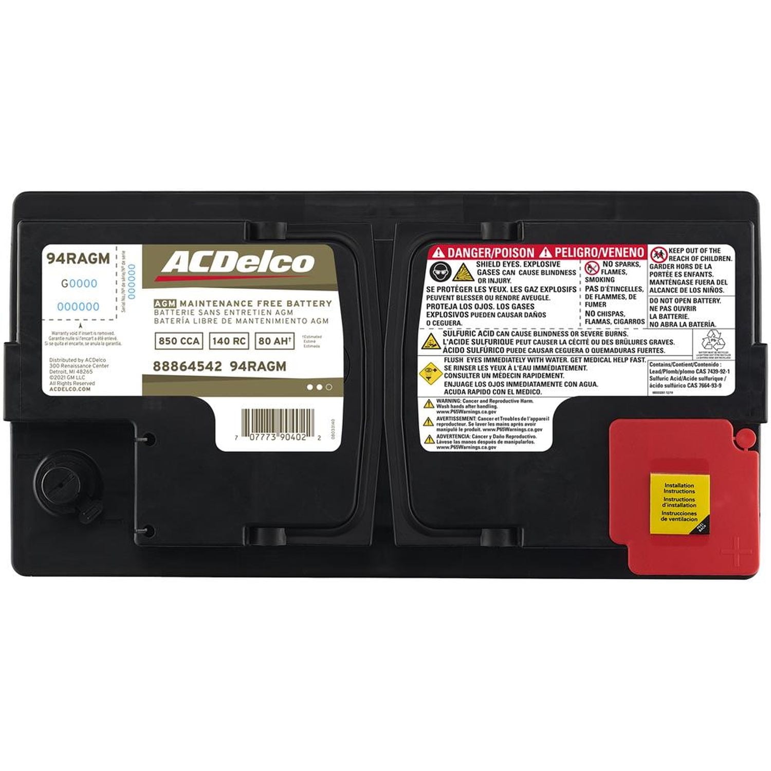 ACDelco 94RAGM BCI Group 94R AGM Automotive Battery