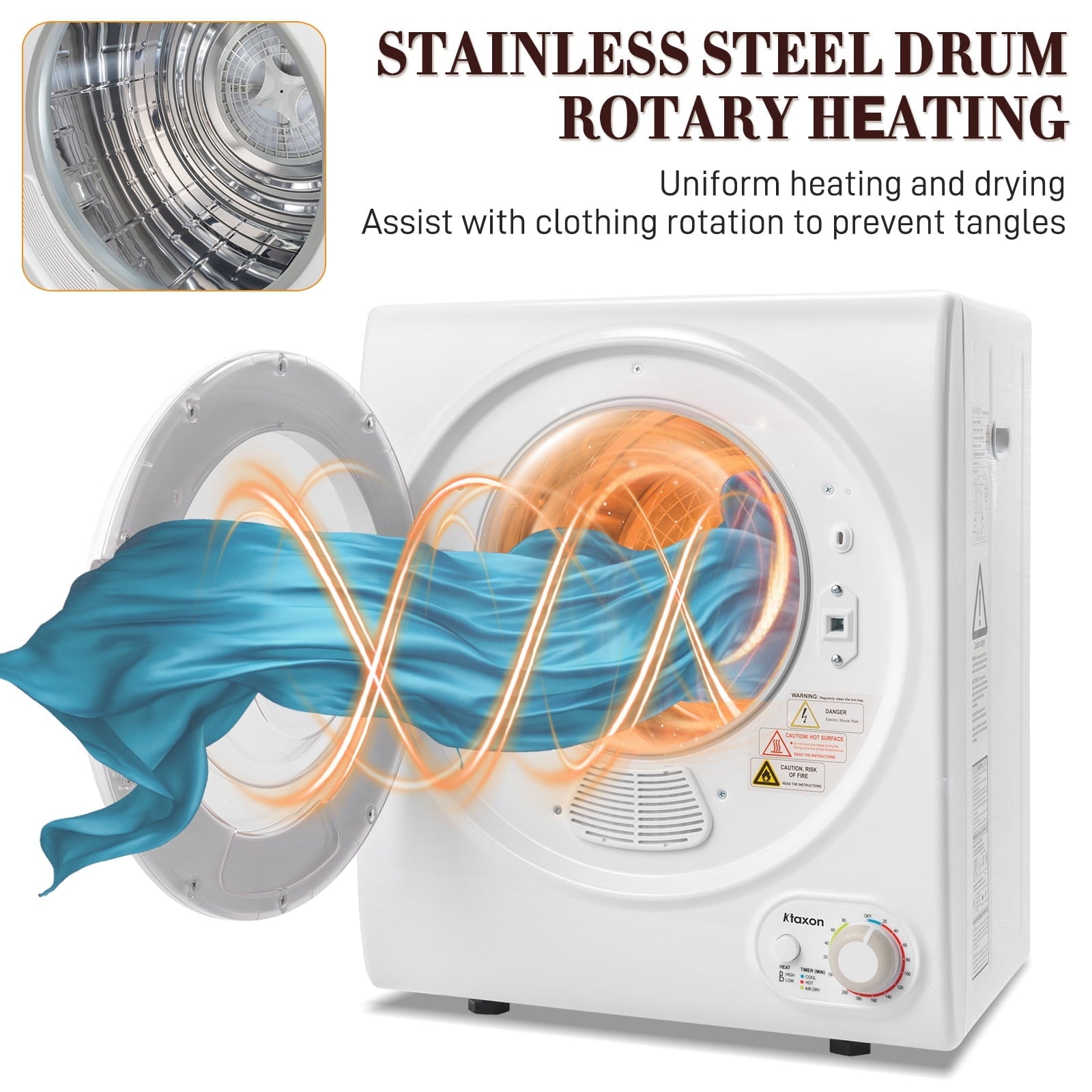 Ktaxon 17.8LBS Full Automatic Washing Machine and 3.5CuFt Portable Clothes Dryer Set, Compact Laundry Washer and Dryer Combo Set with Stainless Steel Inner Tub, for Apartment, Dorms, Home