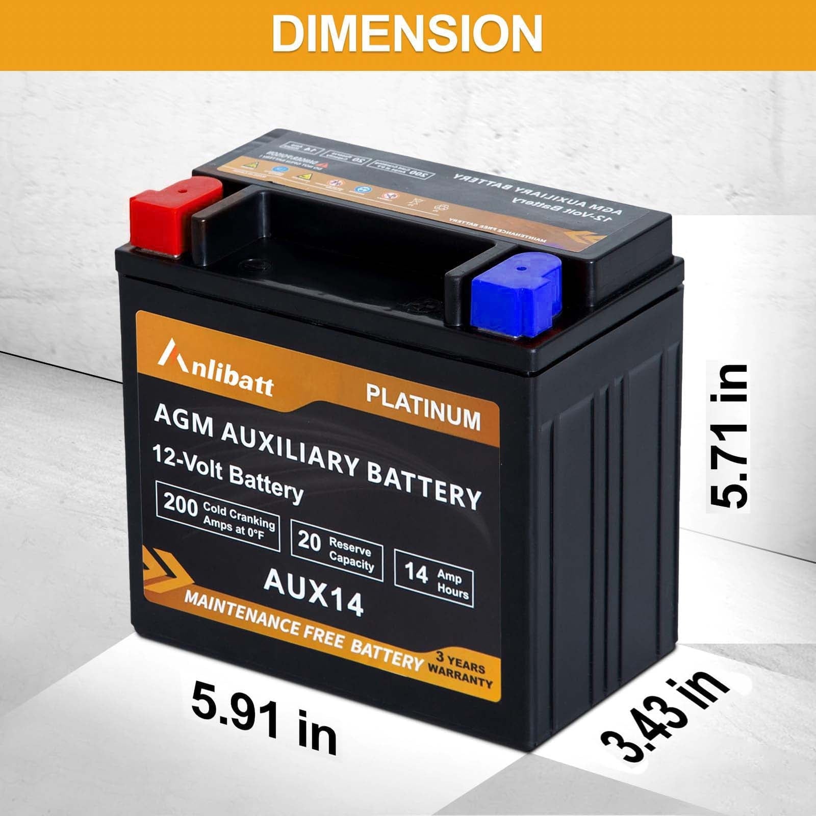 Anlibatt Car AGM Battery Group Size 48 H6 Start Stop Battery 12V 70Ah 760CCA Maintenance Free Rechargeable