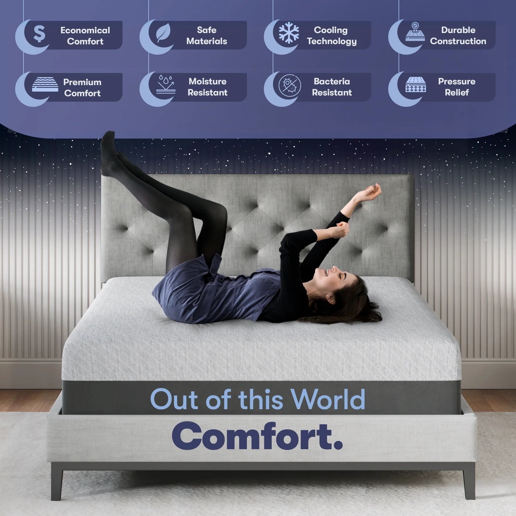 Celestial Sleep Gel Memory Foam Mattress in a Box, Made in The USA, CertiPUR-US, Oeko-Tex, and Fiberglass-Free Certified Bed, 12 inch Medium Soft - Split King